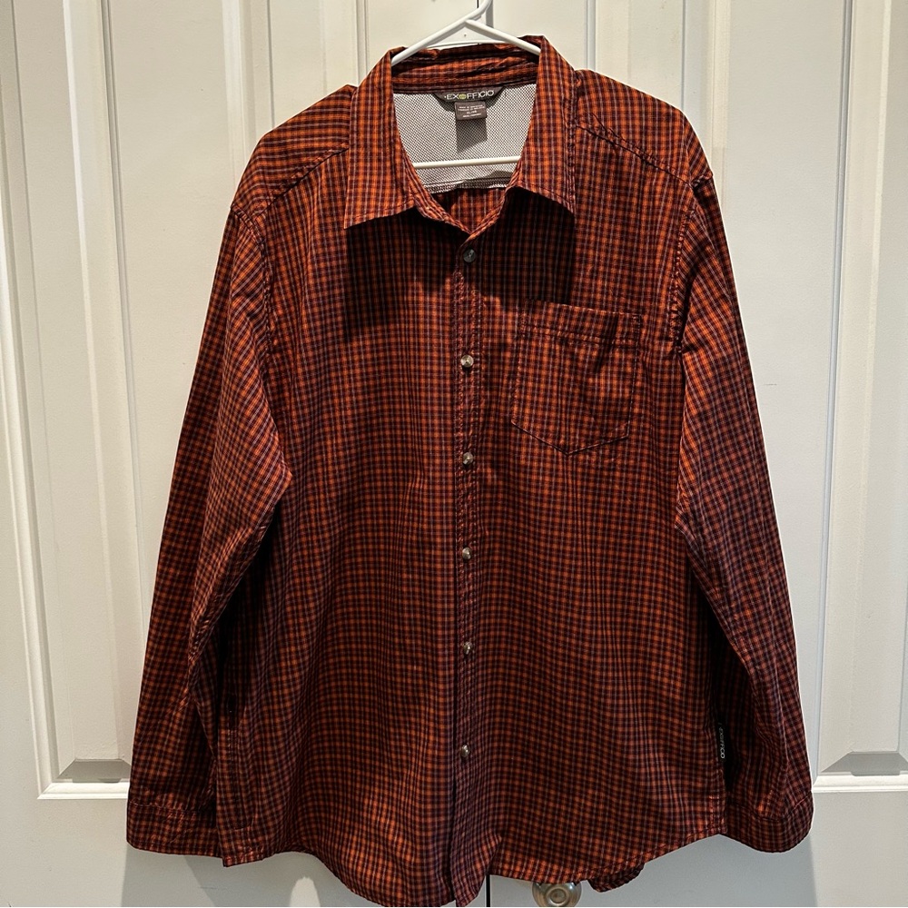 Ex Officio Men’s Vented Secret Hidden Pocket Long Sleeve Button Up Shirt XL
